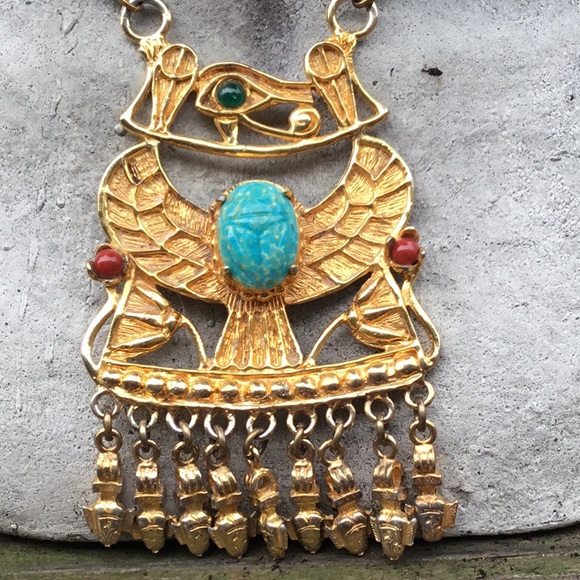 COPY - Vintage Eye of Horus large necklace goldtone - Picture 3 of 11